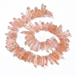 Hebras de cuentas teñidas de cristal de cuarzo natural crujido&nbsp;G-I345-05H