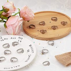調節可能な304ステンレススチール製指輪部品  パッドリングベースパーツ  フラットラウンド  ステンレス鋼色  トレイ：10mm  サイズ7  17mm  10個/箱&nbsp;STAS-PH0019-20P