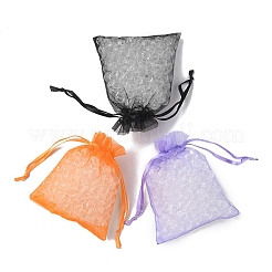 20шт 10 цвета прямоугольные сумки из органзы на шнурке CON-YW0001-31B