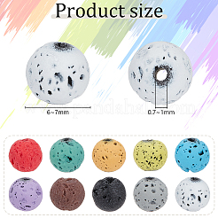 10 нитка 10-х цветных синтетических и натуральных бусин из лавового камня G-OC0005-04