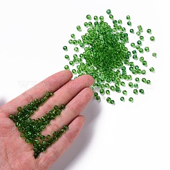 ガラスシードビーズ  トランスペアレント  ラウンド  グリーン  6/0  4mm  穴：1.5mm  約4500ビーズ/ポンド&nbsp;SEED-A004-4mm-7