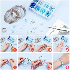 Наборы для самостоятельного изготовления бижутерии в синей тематике&nbsp;DIY-PH0001-23P