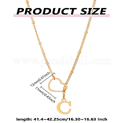 Collier lariat en acier inoxydable avec lettre et cœur pour femme 1 pièce&nbsp;NJEW-LP0002-87G-C
