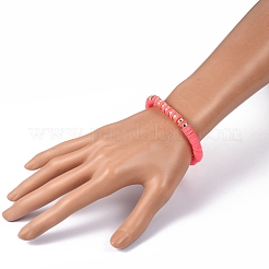 Bracelets élastiques faits à la main de perles heishi en pâte polymère&nbsp;BJEW-JB05303-03