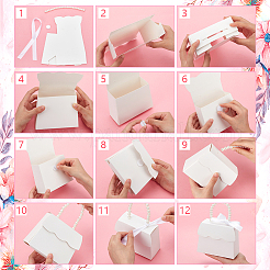 Подарочная коробка из бумаги трапециевидной формы с пластиковыми ручками под жемчуг CON-WH0092-65A