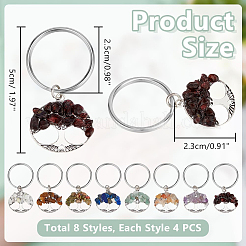 32 llavero de árbol de la vida con piedras preciosas naturales de 8 colores&nbsp;KEYC-PH01571