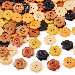 120 шт. 6-х цветные деревянные пуговицы-цветы с 2 отверстиями&nbsp;BUTT-TA0001-40C