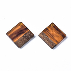 Pendentifs en résine transparente et bois de noyer&nbsp;RESI-T035-31C