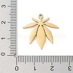 304ステンレスペンダント  レーザー切断  ゴールドカラー  葉  21.5x21x1mm  穴：1.5mm&nbsp;STAS-G319-01E