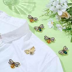 6 шт. 2 цвета пчелы сплав горный хрусталь броши на лацкан для рюкзака одежды JEWB-ME0001-08