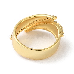 Стойка покрытие латунь микро паве кубический цирконий открытые манжеты кольца RJEW-M158-05G