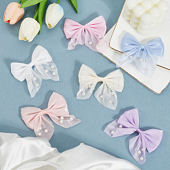 28 шт. 7-цветный полиэстер и смоляные жемчужины бантовые украшения аксессуары DIY-SP0004-77