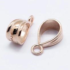 925スターリングシルバーペンダントベイル  s925スタンプあり  ローズゴールド  9x5x3mm  穴：1.5mmと3x4.5mm&nbsp;STER-F036-09RG-5x9mm