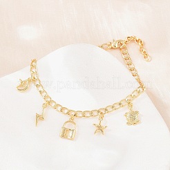 Messing Charme Armbänder&nbsp;BJEW-F545-01C-G