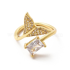 Открытое кольцо-манжета в форме китового хвоста из прозрачного кубического циркония KK-H439-54G