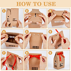 Boîtes à bonbons en papier en forme de maison avec fenêtre&nbsp;CON-WH0095-237A