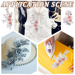 2 шт. 2 стиля 3D цветочный узор полиэстер вышитые кружевные аппликации&nbsp;DIY-NB0010-99