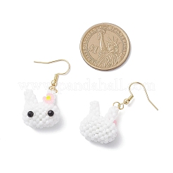 Серьги-подвески из стеклянных бусин ручной работы EJEW-MZ00568