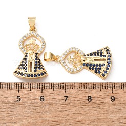 Pendentifs en laiton zircon cubique micro pavé bleu&nbsp;CU-H002-03G