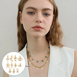 22 шт. 11 стиля латунных подвесок с микропаве из прозрачного кубического циркония FIND-GA0004-46