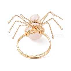 Натуральный розовый кварц бисером палец кольца RJEW-TA00210-04