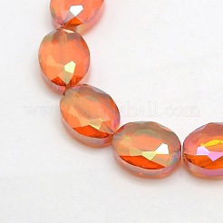 Граненый Electroplate стекло овальные бусины нити EGLA-F058-M