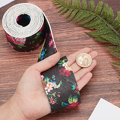 Ткань из искусственной кожи с цветочным принтом AJEW-WH0034-91D-01