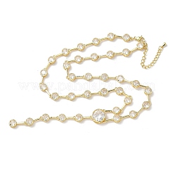 Ожерелья из латуни с прозрачными кубическими цирконами и паве NJEW-G183-06G-02