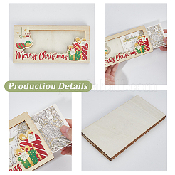 Держатель для денег в виде прямоугольника из дерева на рождественскую тематику&nbsp;AJEW-WH20006-282C