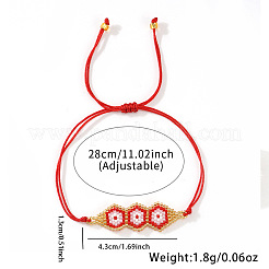 Bracelet à maillons réglables en perles de verre à motif hexagonal pour femme&nbsp;RW9245-1