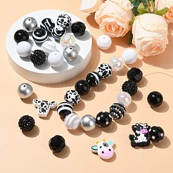 Ensembles de perles en silicone et acrylique et résine sur le thème de la vache&nbsp;DIY-CJ0002-44
