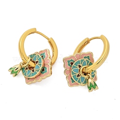 Серьги-кольца из латуни с ромбами&nbsp;EJEW-R016-13G-01