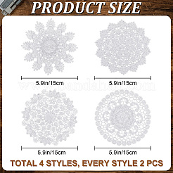 8 шт. 4 стиля подставки под стаканы с цветочной вышивкой из полиэстера AJEW-CN0003-12