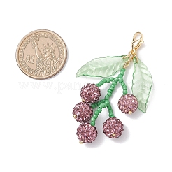 Подвеска в виде фруктов из стеклянных бусин и полимерной глины со стразами HJEW-TA00385-04