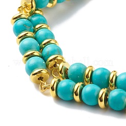 Bracciale multifilo a doppia linea con perline turchesi sintetiche&nbsp;BJEW-JB08668