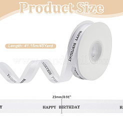 ハッピーバースデーポリエステルリボン  パーティー、ホームギフト、装飾用  ホワイト  7/8インチ（23mm）  約45.00ヤード（41.15m）/ロール&nbsp;SRIB-WH0011-341B