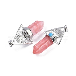 Kirschquarzglas facettiert spitze Kugel große Anhänger&nbsp;G-H076-02P-06
