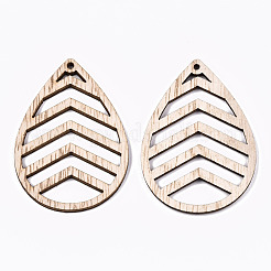 Необработанные полые деревянные большие подвески WOOD-N006-120