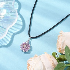 Perline di vetro a forma di fiore e collane con ciondolo in acrilico&nbsp;NJEW-MZ00044-03