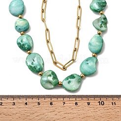 Двухслойные ожерелья из нержавеющей стали 304 с натуральными ракушками&nbsp;LS-NJEW-G181-09G