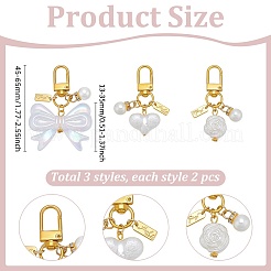 6 шт. 3 стиля подвесных украшений из искусственного жемчуга и акрила&nbsp;HJEW-WR00015