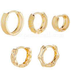 5 пара 5 стильных латунных серег-колец с покрытием для женщин EJEW-BBC0001-97