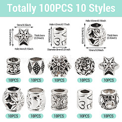 100шт 10 стиля европейские бусины из сплава в тибетском стиле&nbsp;FIND-PJ0001-36