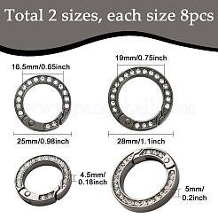 16 шт. 2 стиля сплава стразовые пружинные кольца затвора&nbsp;FIND-SP0004-52A