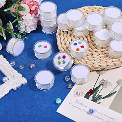 プラスチックネイルデコレーション収納50個  スポンジマット付き  コラム  ホワイト  3.15x1.75cm&nbsp;MRMJ-CA0001-56B