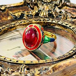 Овальные кольца из красного корунда FS-WG323B2-01