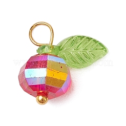 Прозрачные гальванические стеклянные бусины с прозрачными акриловыми подвесками и латунными булавками с шарообразными головками&nbsp;PALLOY-JF03593-01