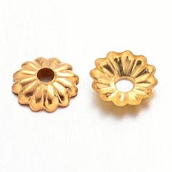 アイアン製ビーズキャップ  ゴールドカラー  5x1.5mm  穴：1mm&nbsp;IFIN-D023-G
