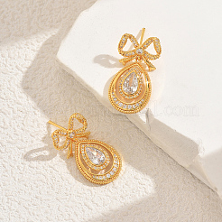 Серьги-гвоздики в форме бабочки из прозрачного кубического циркония из латуни с подвесками в форме слезы&nbsp;EE7763