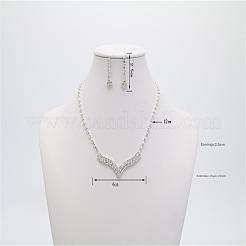 Комплекты из ромбовидных латунных подвесок со стразами и серег-гвоздиков для женщин FS-WG6562E-01